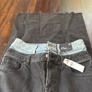 Express Black and Blue Flare Jeans